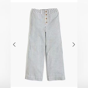 Madewell Emmett Wide-Leg Crop Pants in Stripe: Button-Front Edition, size 24T